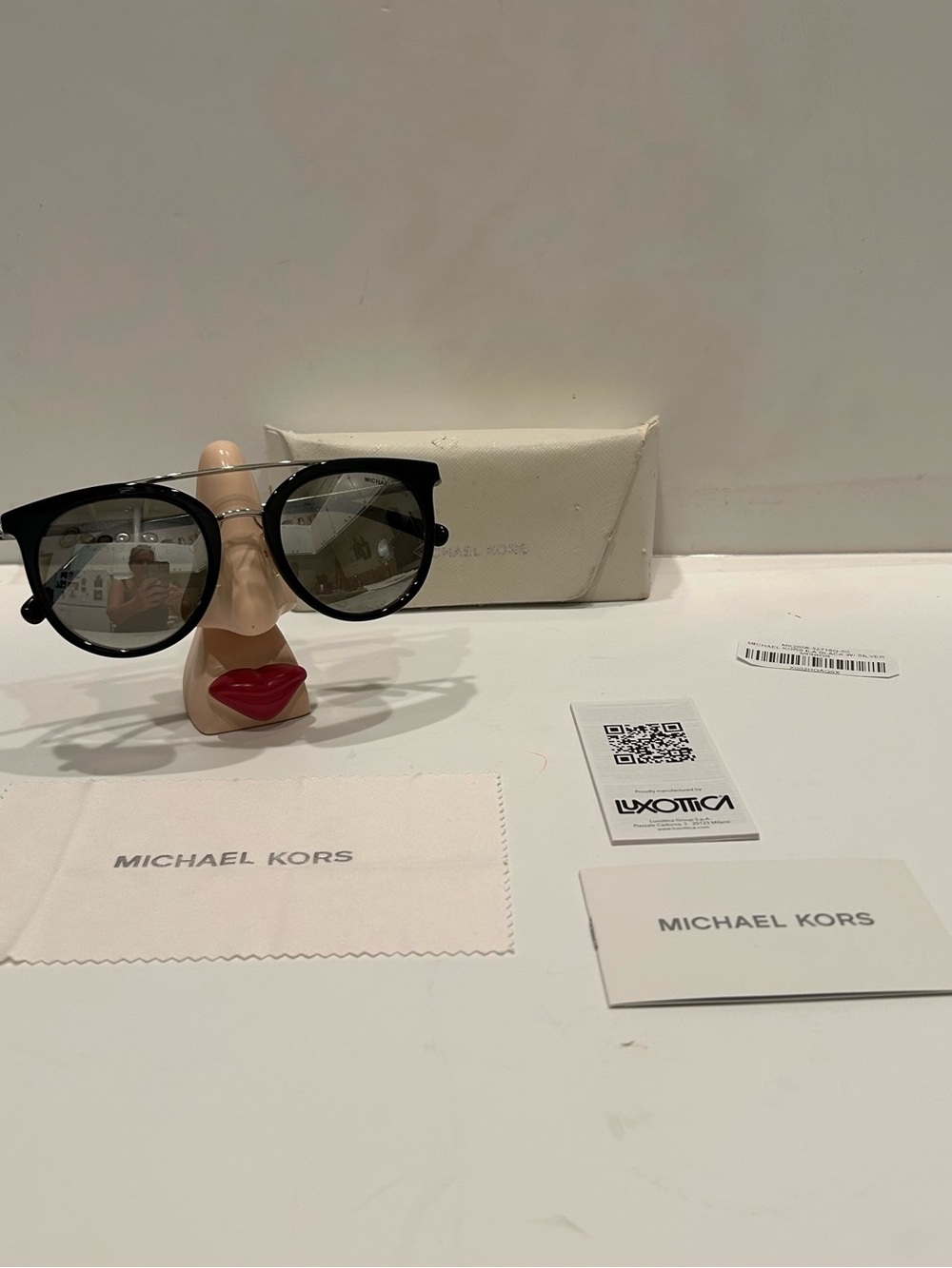 Michael Kors Women's MK2056 (lla) Black & Silver Sunglasses with Mirrored Lenses
